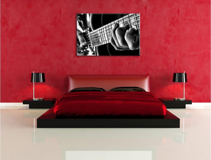 Pixxprint Gitarre Spielen / 100x70cm Leinwandbild bespannt auf Holzrahmen/Wandbild Kunstdruck Dekora