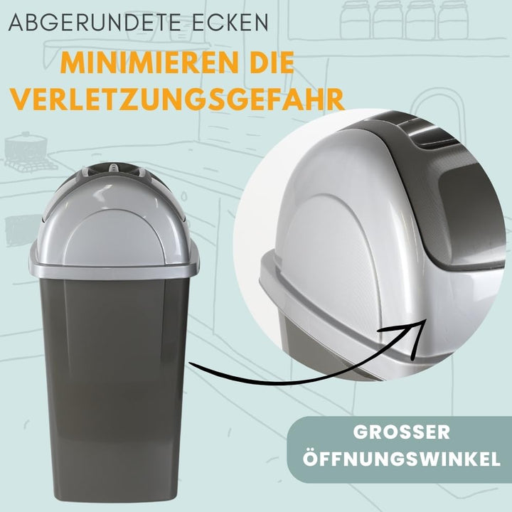 GarPet Mülleimer Schwingdeckel Mülleimer Küche 65 L Gross Schwingeimer Mülltrenner Abfalleimer Küche