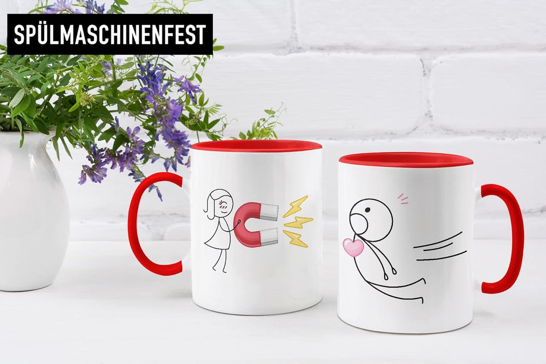 Trendation - Partnertassen Tassen Set Geschenk Sie und Ihn Liebe Valentinstag Kaffeetassen Lustig Fr