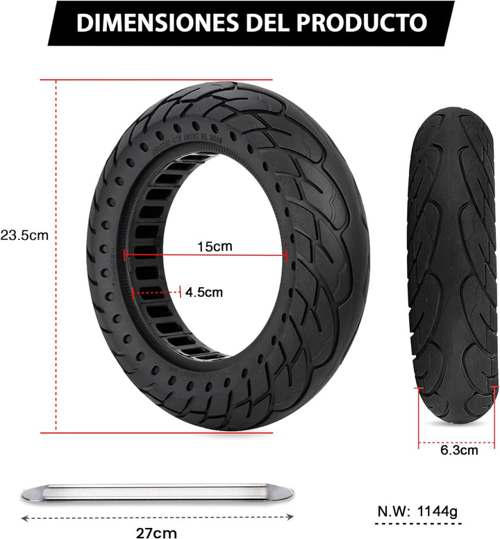 ANSENI Vollreifen 10X2,5 Ersatzreifen für Segway Ninebot G30 Max,G30/ G30E/G30LP,60/70-6.5 Solide Re