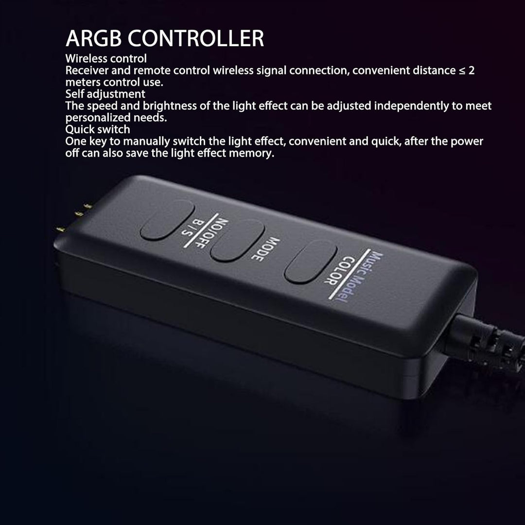 ASHATA DS ARGB PC-Lüfter-Controller-Kit, ARGB-Wireless-Controller, 5V 3PIN SATA-Netzteil, Einstellba