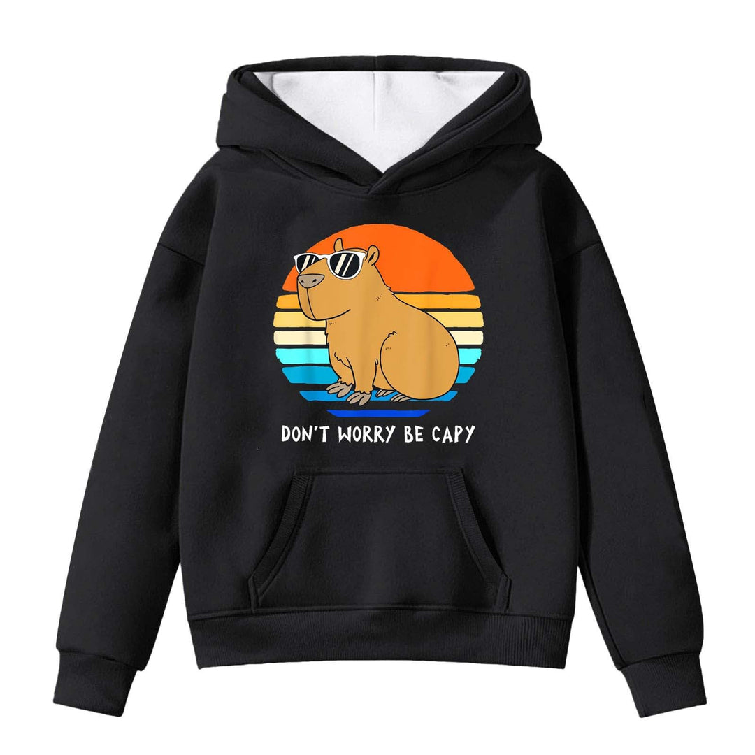 Kapuzenpullover für Mädchen mit Capybara Druck Langarm Hoodie mit Tasche Bequemer Winterstyle für Te