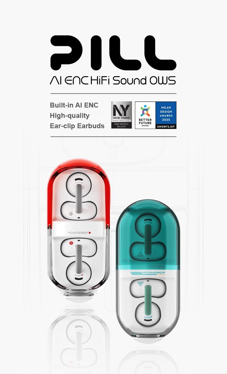 Moondrop Pill Open Ear Kopfhörer Bluetooth 6.0 OWS Hängende Ohrhörer IPX4 Open Ear Clip Wireless Ear