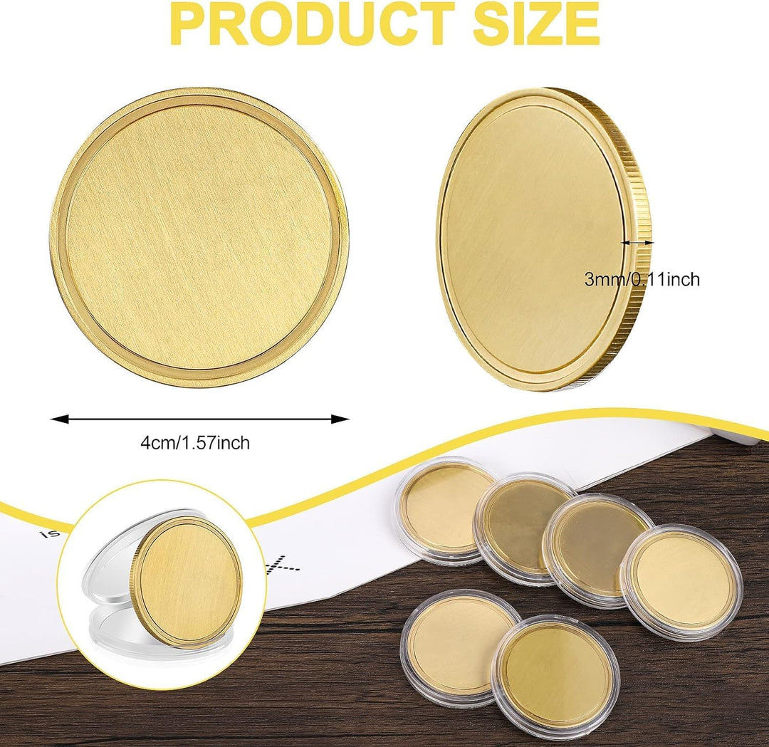 20 Stück Messing Rohling Münze, 40MM DIY Brass Coin, TOOSOAR Material für Faserlaser-Gravurmaschine