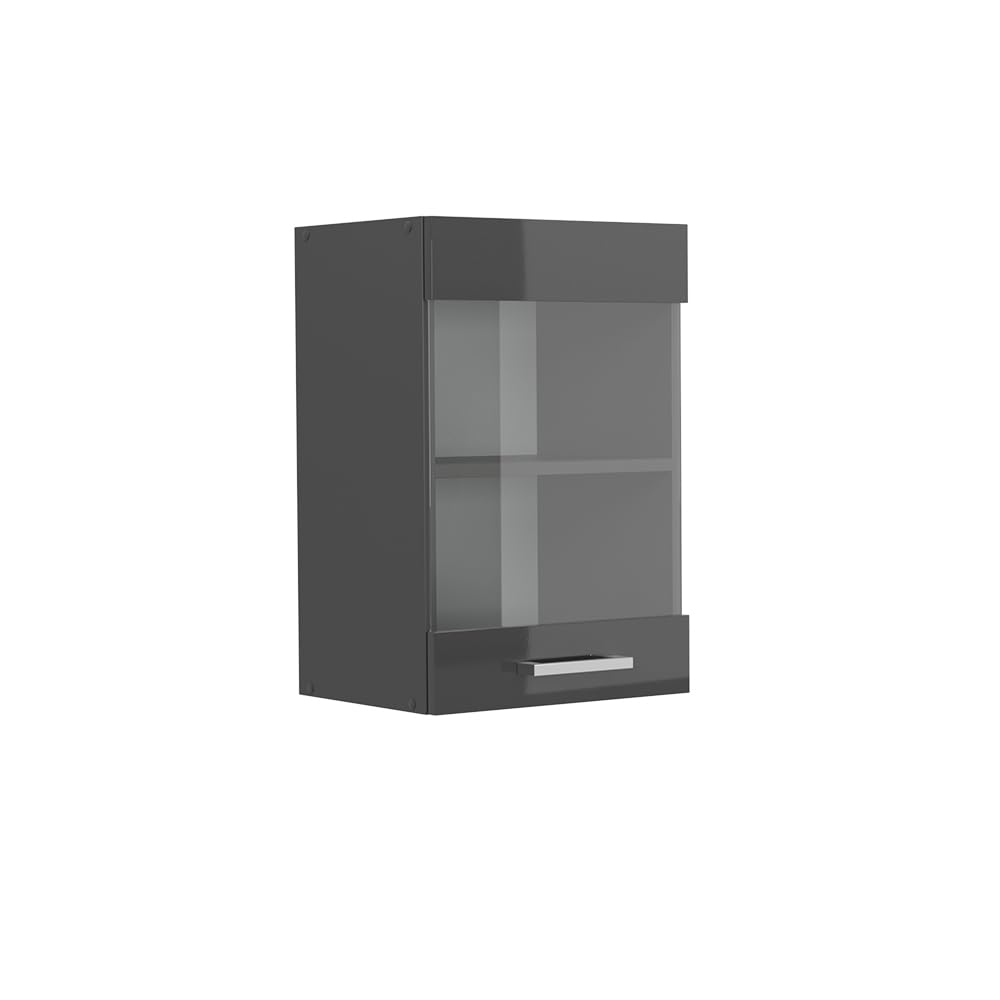 Vicco Küchenglashängeschrank R-Line, Glashängeschrank, Anthrazit Hochglanz, 40 cm, Anthrazit Hochgla