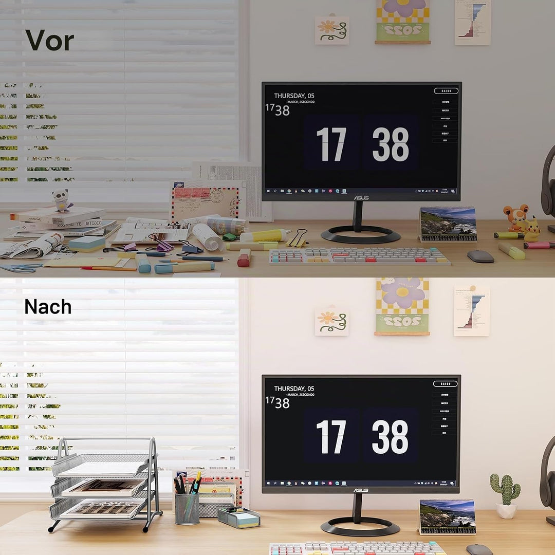 EasyPAG Metall Büro Schreibtisch Organizer 4er-Set, 3 Fächer A4 Dokumentenhalter Aktenablage Zeitsch