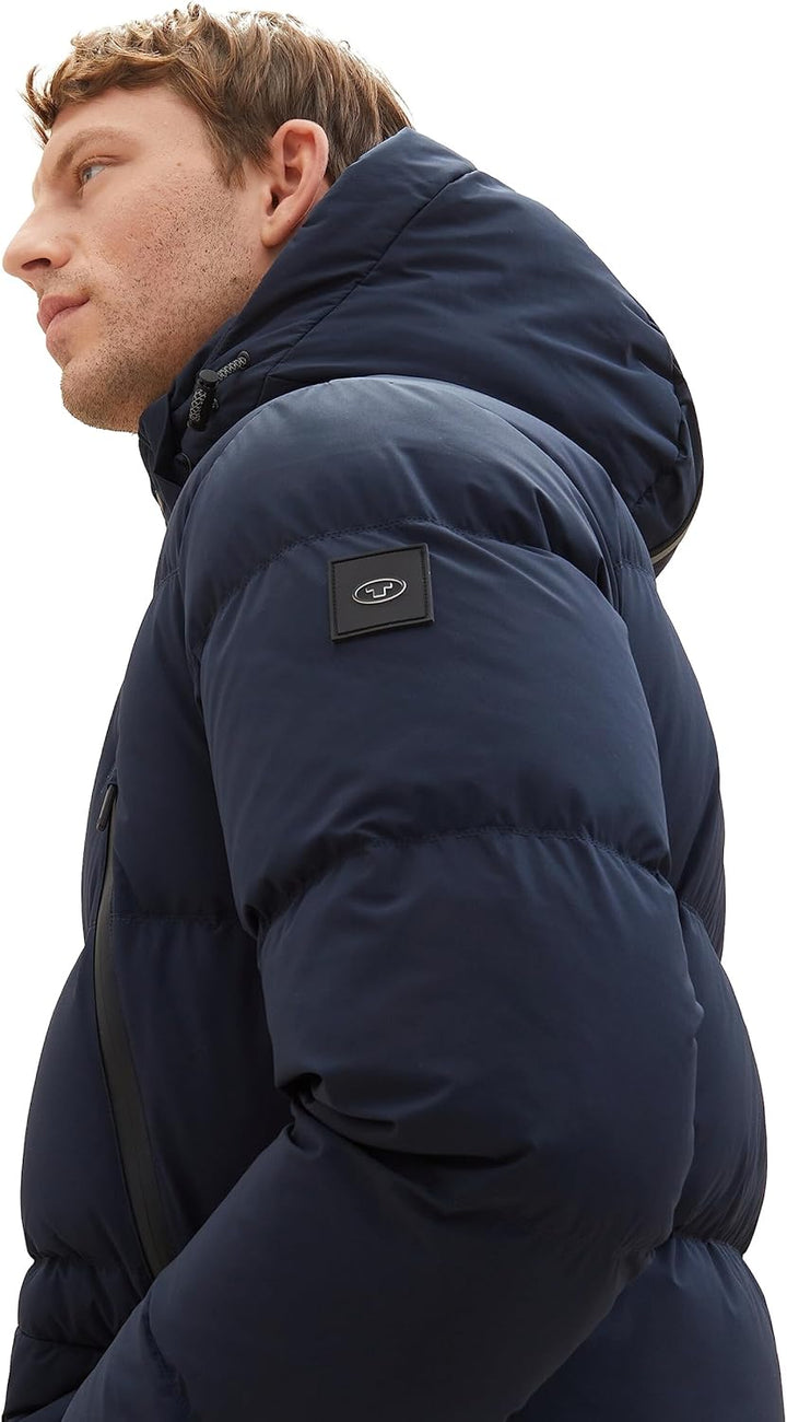 Tom Tailor Herren Recycled Down Puffer-Parka mit Abnehmbarer Kapuze 1037357 L 10668 - Sky Captain Bl