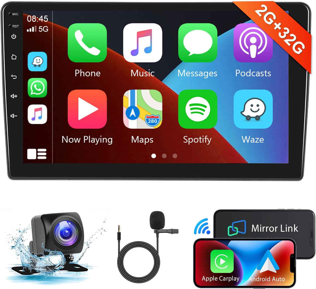 Podofo 2+32G Wireless Apple Carplay 9 Zoll Autoradio 2 Din Für Opel Zafira Antara/Astra 2006-2010 An