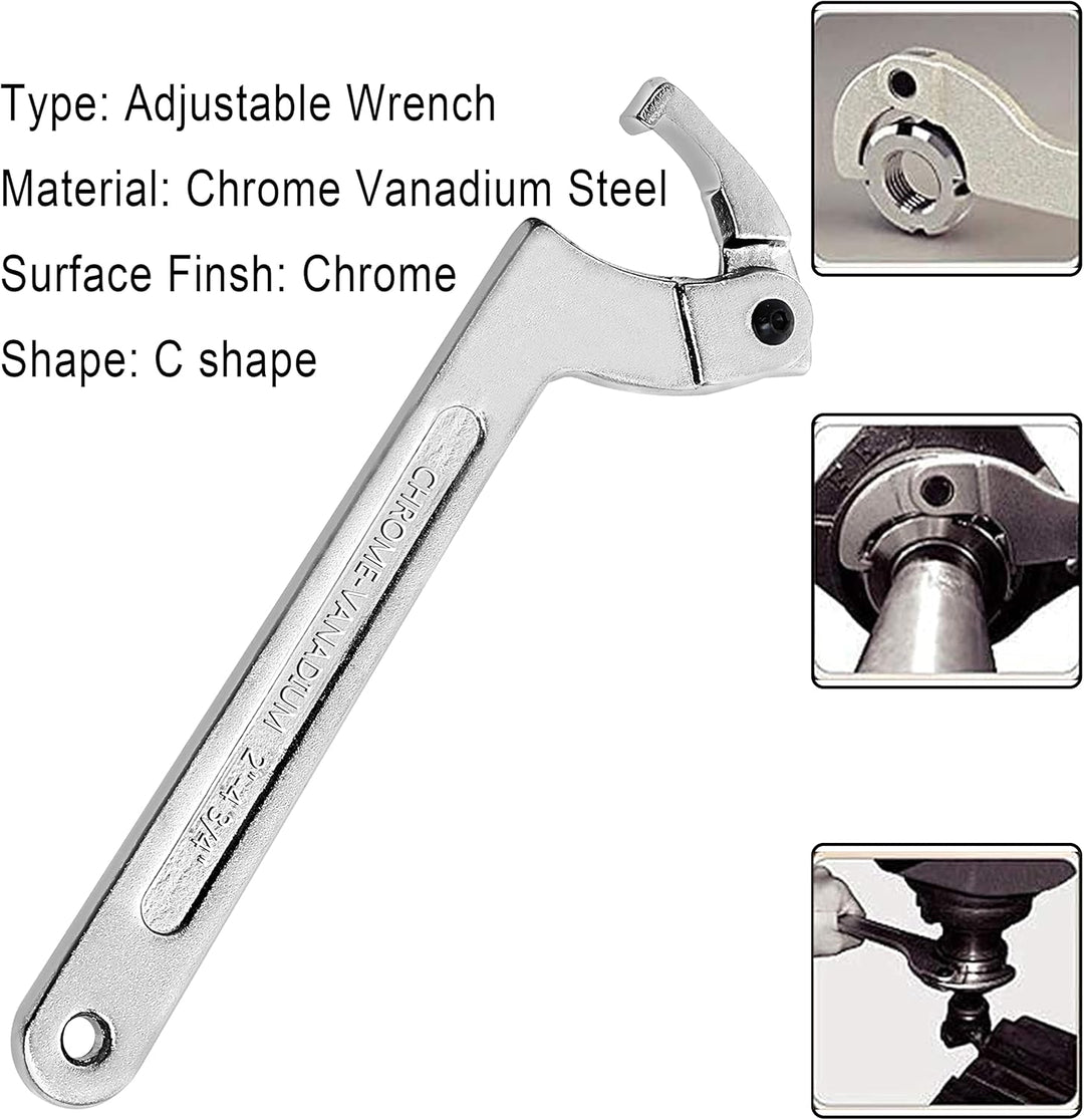 Poweka C Verstellbar Hakenschlüssel 4 Stück Schraubenschlüssel Enthält 3/4-2", 1 1/4-3", 2-4 3/4", 4
