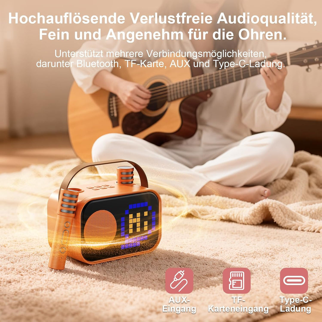 JYX Karaoke Anlage mit 2 Mikrofonen, Karaoke Maschine Kinder mit Professionellem Begleitmodus, Bluet