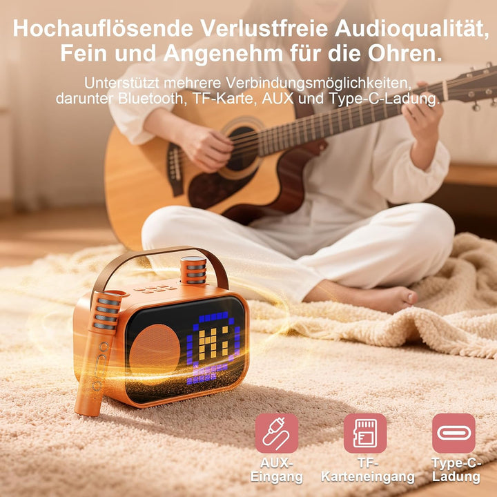 JYX Karaoke Anlage mit 2 Mikrofonen, Karaoke Maschine Kinder mit Professionellem Begleitmodus, Bluet