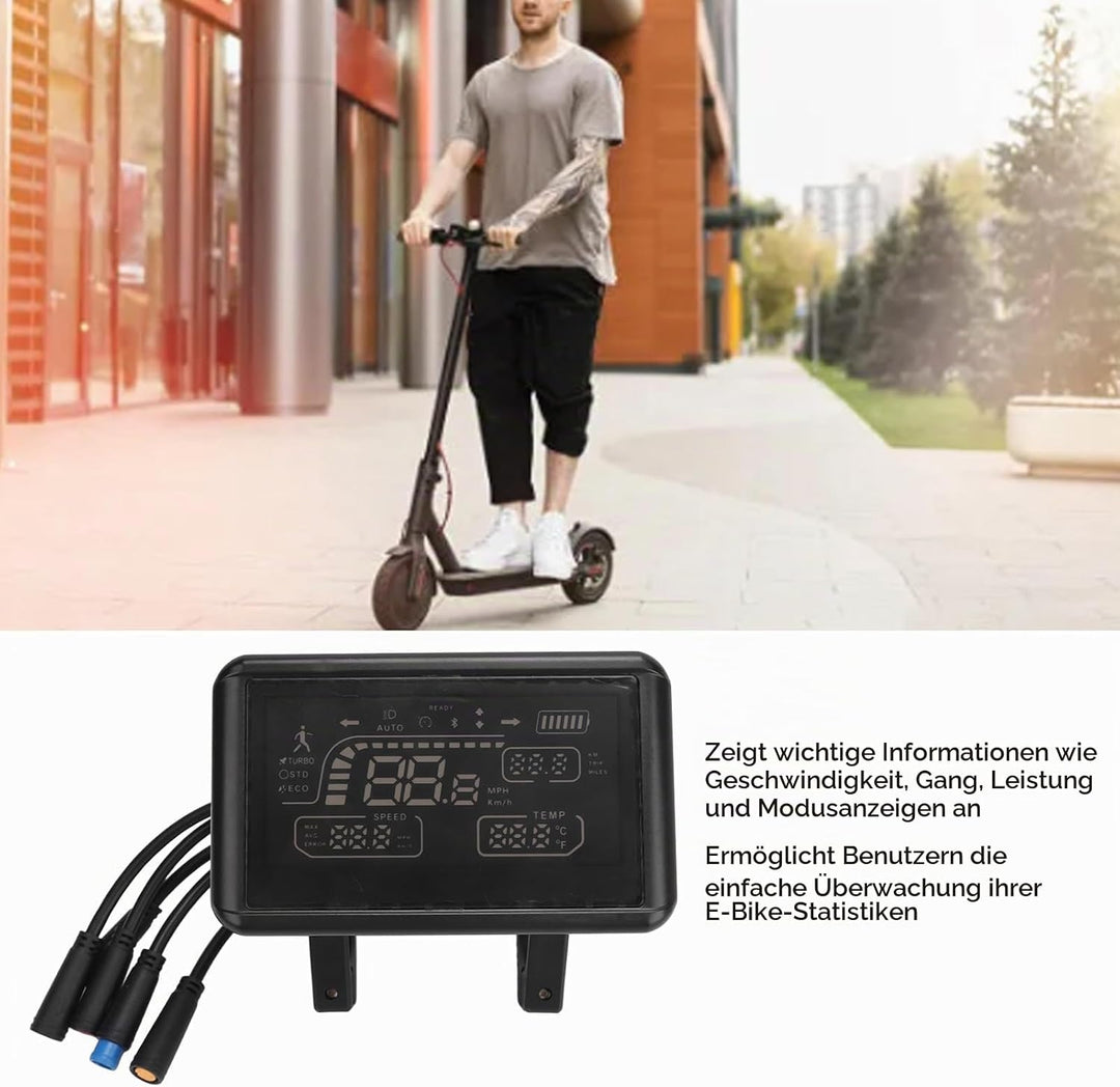 Fahrradcomputer, T4 Elektrofahrrad LCD Display mit 5 Wasserdichten Steckern, Fahrrad Tachometer, Fah