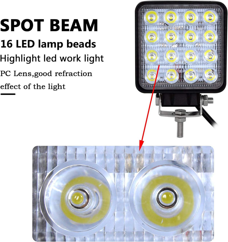 Willpower 10pc LED Scheinwerfer 4‘’ 10cm 48W LED Arbeitsscheinwerfer 12V 24V Zusatzscheinwerfer Auto