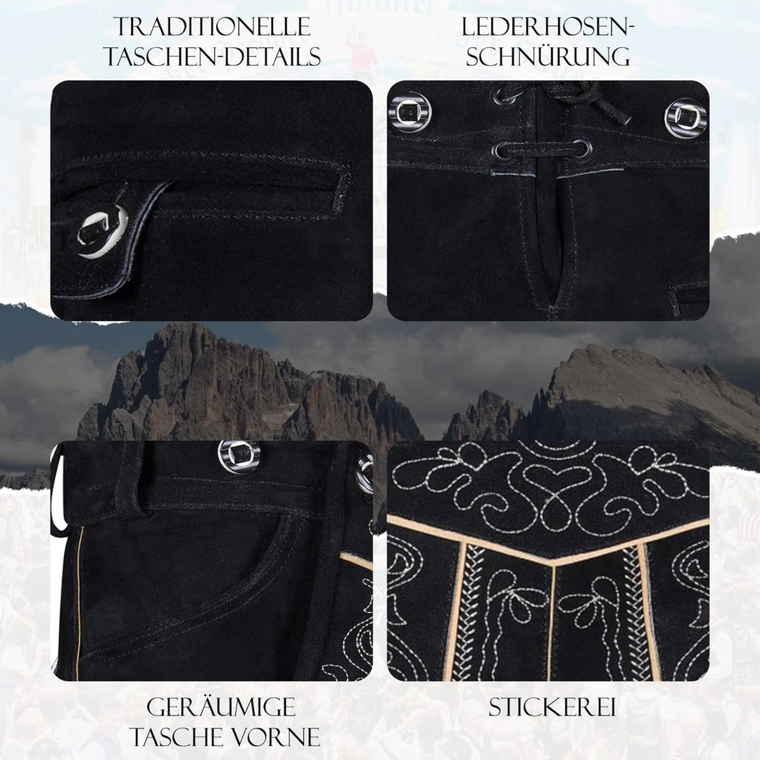 TR Martha Premium Lederhose für Herren - Elegante Trachtenhose Gr.46-60 - Kurze Trachten Lederhose m