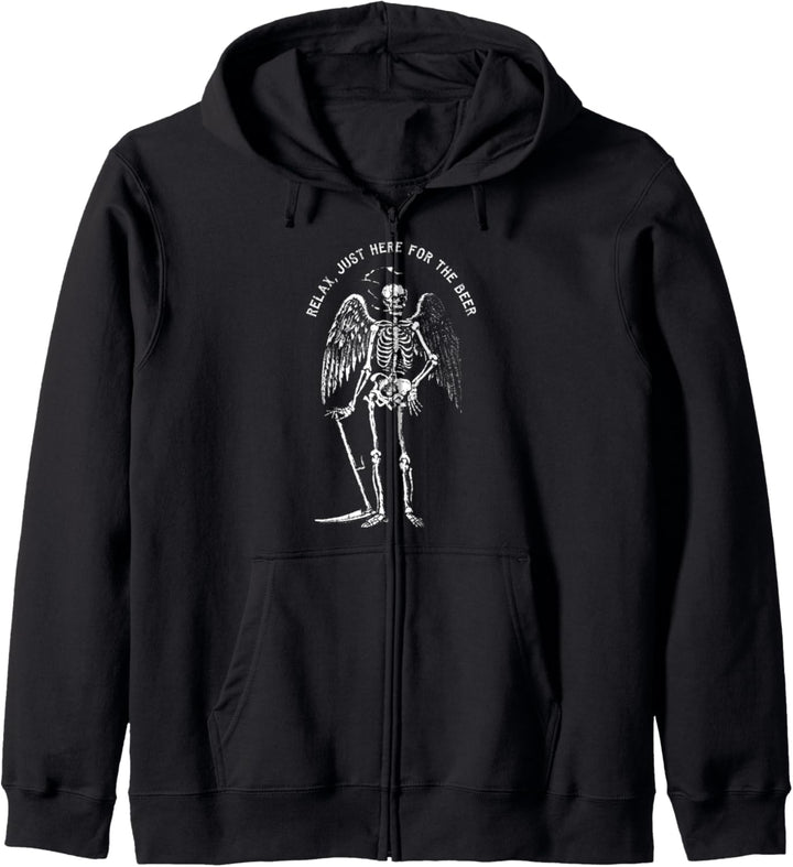 Party With Death Relax, Just Here For The Beer Goth Punk Kapuzenjacke