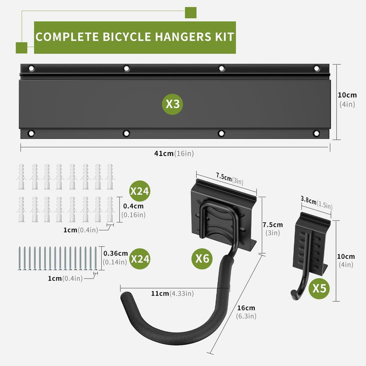 Housolution Fahrrad Wandhalterung 48 Zoll für 6 Fahrräder+5 Helme bis zu 500 Pfund, Stahl Fahrradhak