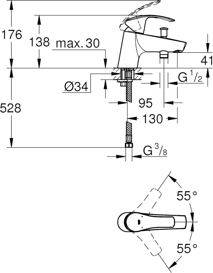 Grohe Eurosmart 2015 EHM Wanne Monotrou F Alte Version, Alte Version