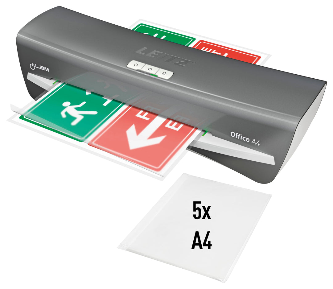 Leitz A4 Laminiergerät, Für 80 bis 125 mic Laminierfolien, inkl. Laminierhüllen Starterkit, schnelle
