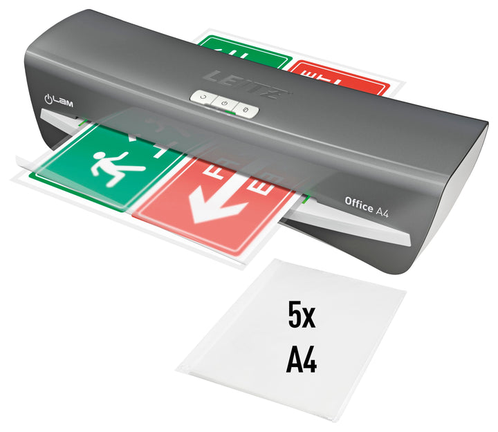 Leitz A4 Laminiergerät, Für 80 bis 125 mic Laminierfolien, inkl. Laminierhüllen Starterkit, schnelle