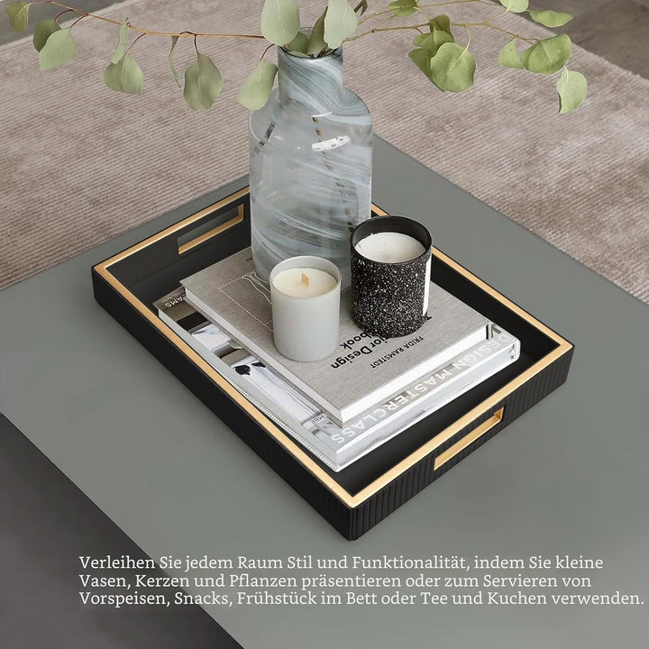 SANZIE Ledertablett, Schreibtisch-Aufbewahrung, Organizer, Premium-Serviertablett, dekoratives Table