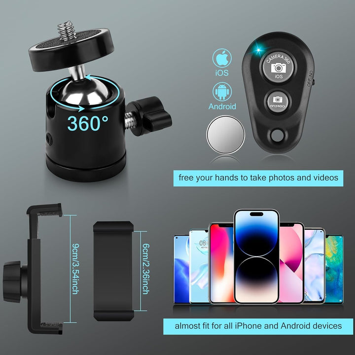 VEVICE Ringlicht mit Stativ Handy, 12,6 Zoll Ringleuchte mit 59 Zoll Stativ für die Kamera, Dimmbare