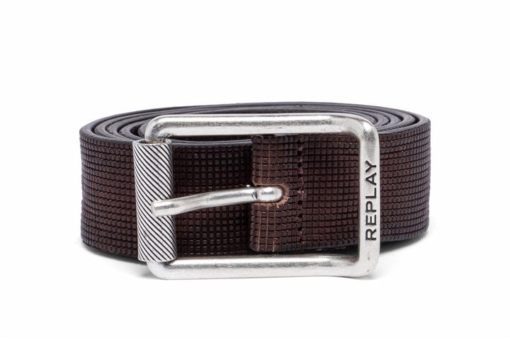 Replay Herren Gürtel aus Leder 90 Faded Black Brown 127, 90 Faded Black Brown 127