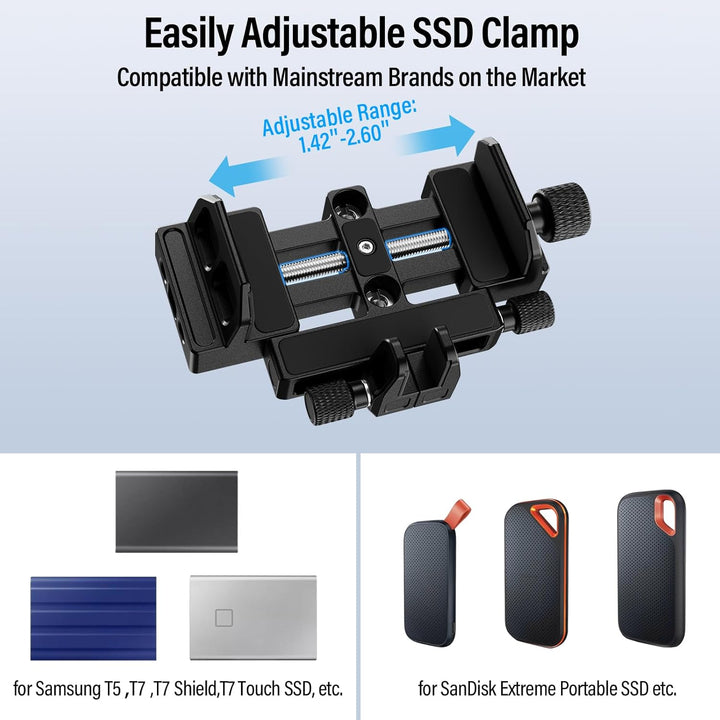 SIRUI Montagehalterung SSD Mount Bracket, Universeller SSD-Halter mit Kaltverschluss und USB-C-Kabel