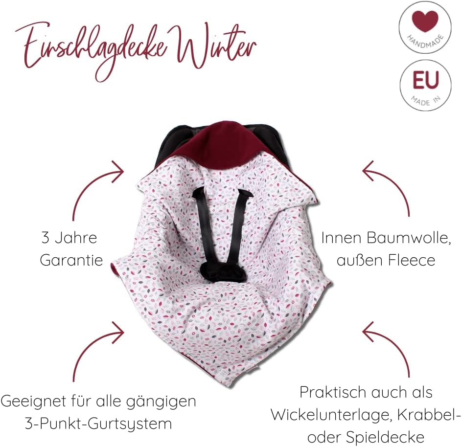 HOBEA-Germany Fusssack Einschlagdecke für die Babyschale Babyschalenfusssack Winter, Farben Winterde