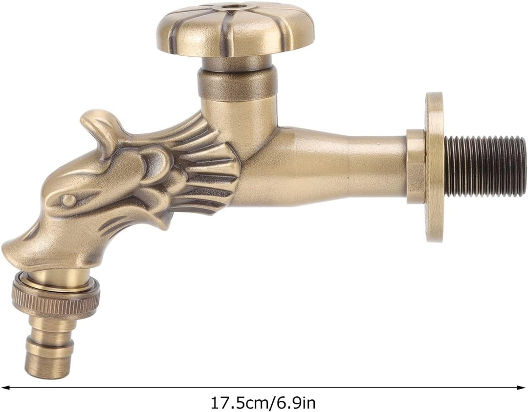 Gartenwasserhahn Antik, Vintage Messing Wasserhahn mit Langem Gewinde G1/2 für Wandmontage Küche Bad