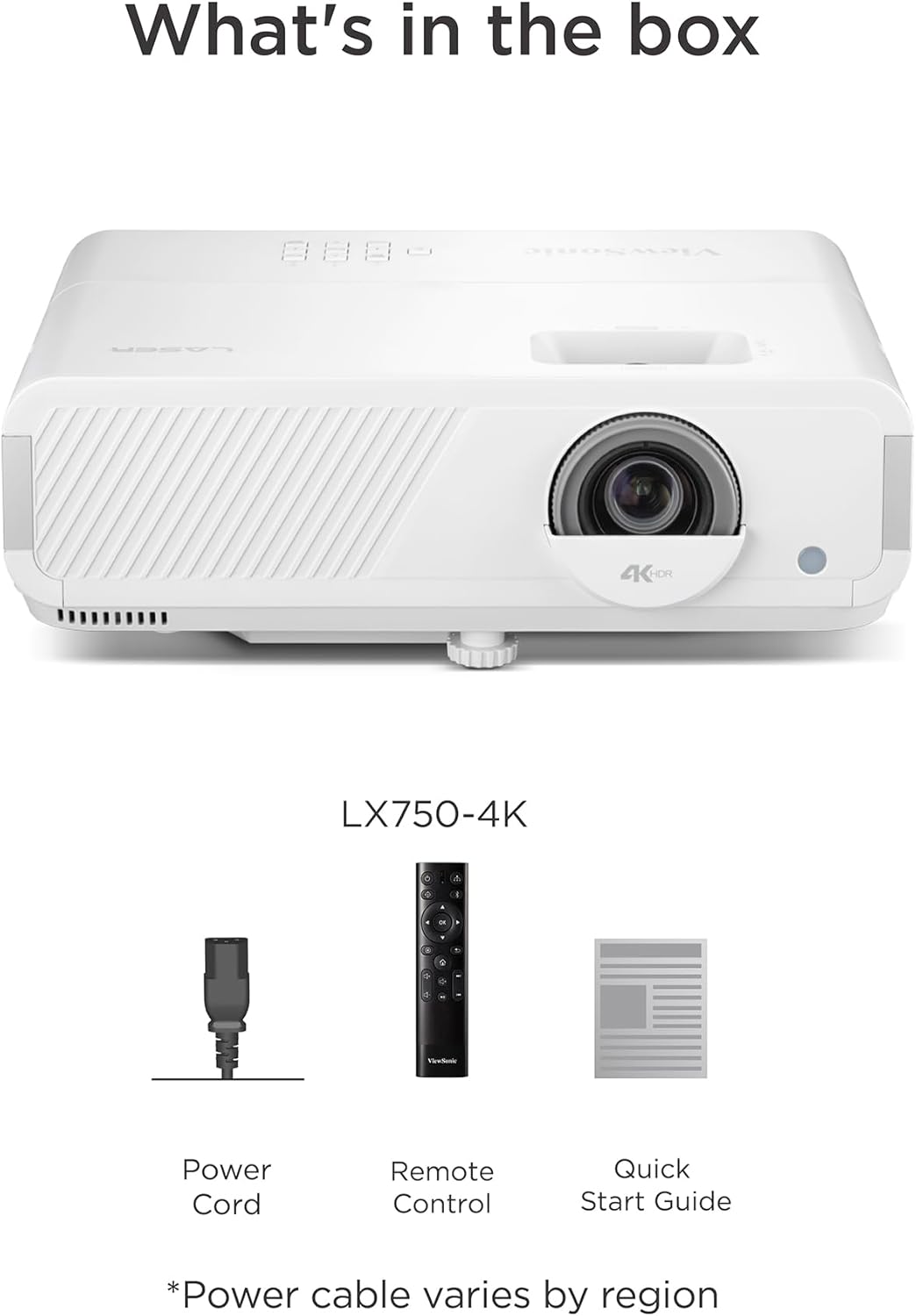 ViewSonic LX750-4K Echter 4K Beamer mit Integriertem Google TV, 4000 ANSI Lumen, HDR & HLG, 1.3X Opt