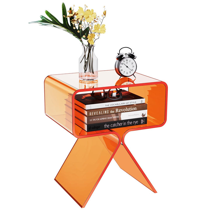 solaround Acryl Nachttisch Beistelltisch Modernes Design Clear Home Decor Display Endtisch (Orange),