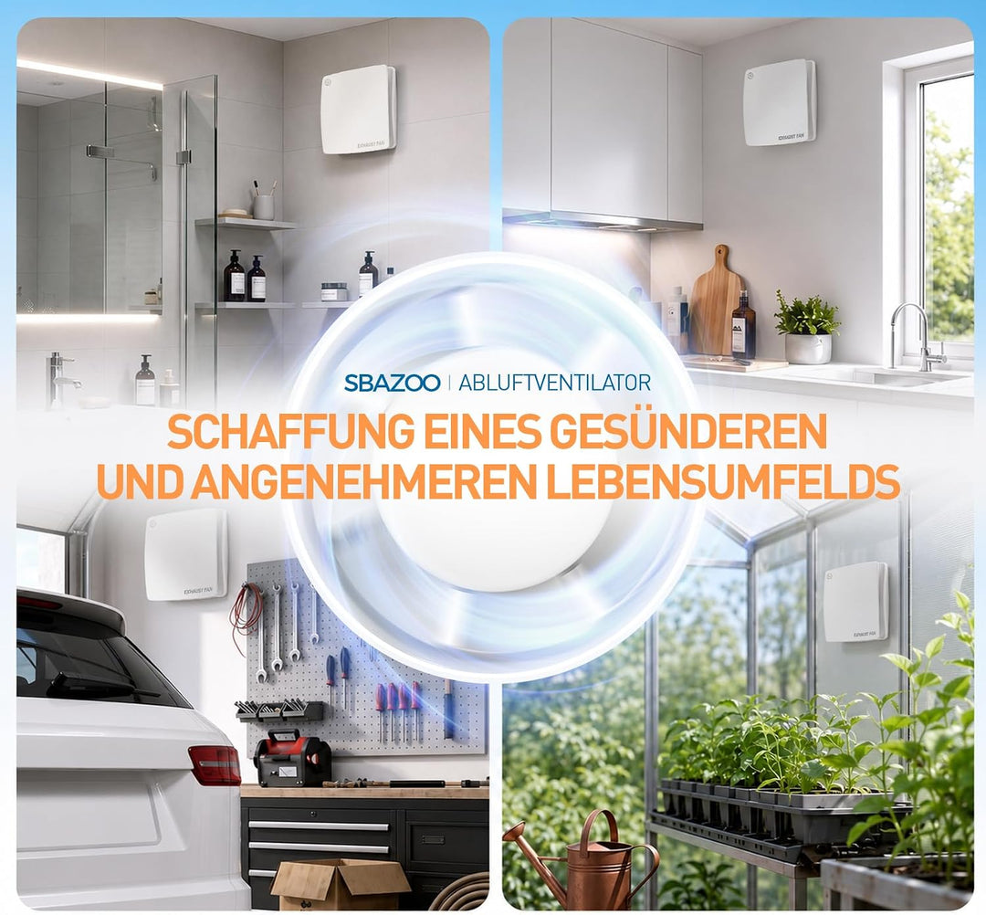 100mm Leiser Badlüfter mit Lichtschalter-Aktivierung – Weiss | 130m³/h Abluftventilator｜Wandlüfter m