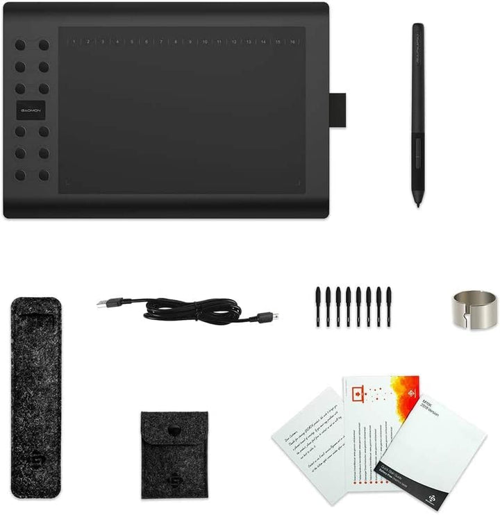 GAOMON M106K PRO Grafiktablett zum Zeichnen & zur Fotobearbeitung mit 8192 Druckstufen Battrielosem