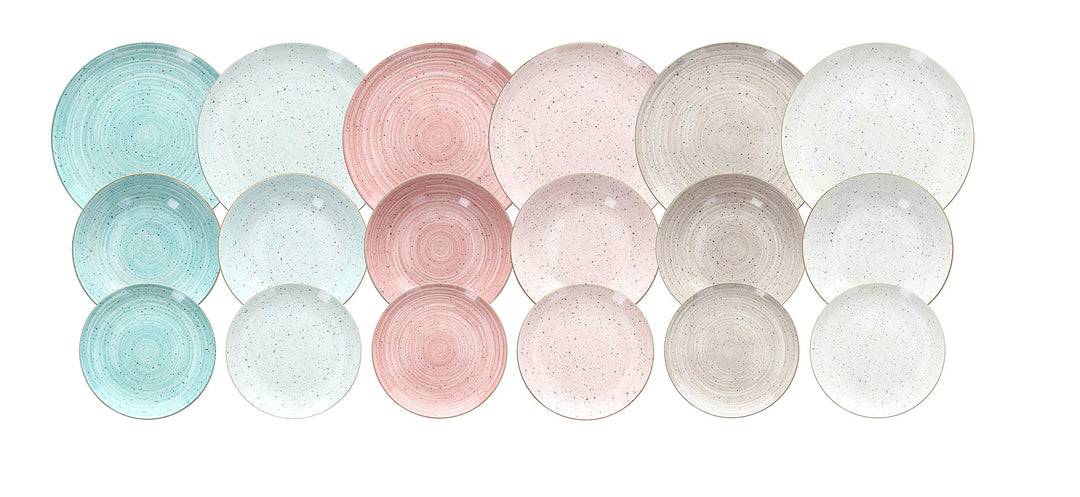 Tognana Pepper Bamboo Tellerservice für 6 Personen, 18 Stück, Porzellan, mehrfarbig