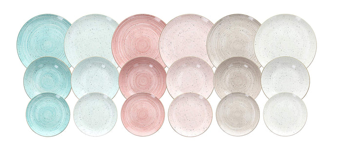 Tognana Pepper Bamboo Tellerservice für 6 Personen, 18 Stück, Porzellan, mehrfarbig