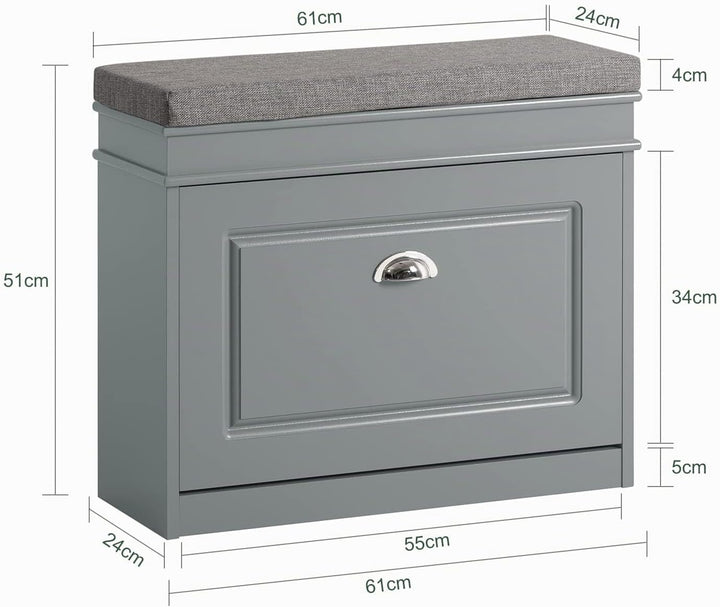 SoBuy Schuhbank mit Sitzkissen und Stauraum Schuhschrank mit Klappe, Schuhregal schmal platzsparende