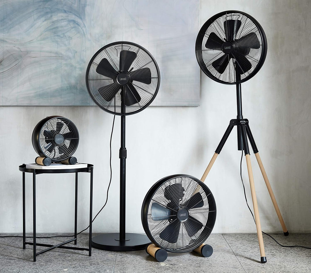 LUCCI AIR Standventilator BREEZE in Schwarz, höhenverstellbar bis 150 cm, Ventilatordurchmesser 41 c