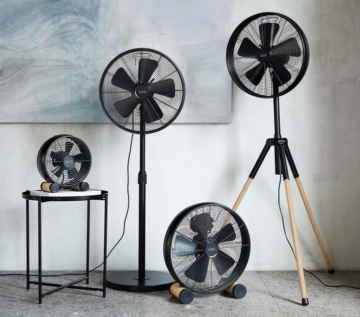 LUCCI AIR Standventilator BREEZE in Schwarz, höhenverstellbar bis 150 cm, Ventilatordurchmesser 41 c