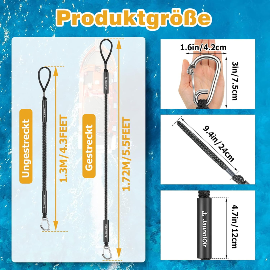 Bungee Boat Dock Line mit 316 Edelstahlclip Bootszubehör,122cm Anlegeleine für Boote, PWC, Kajak, Se