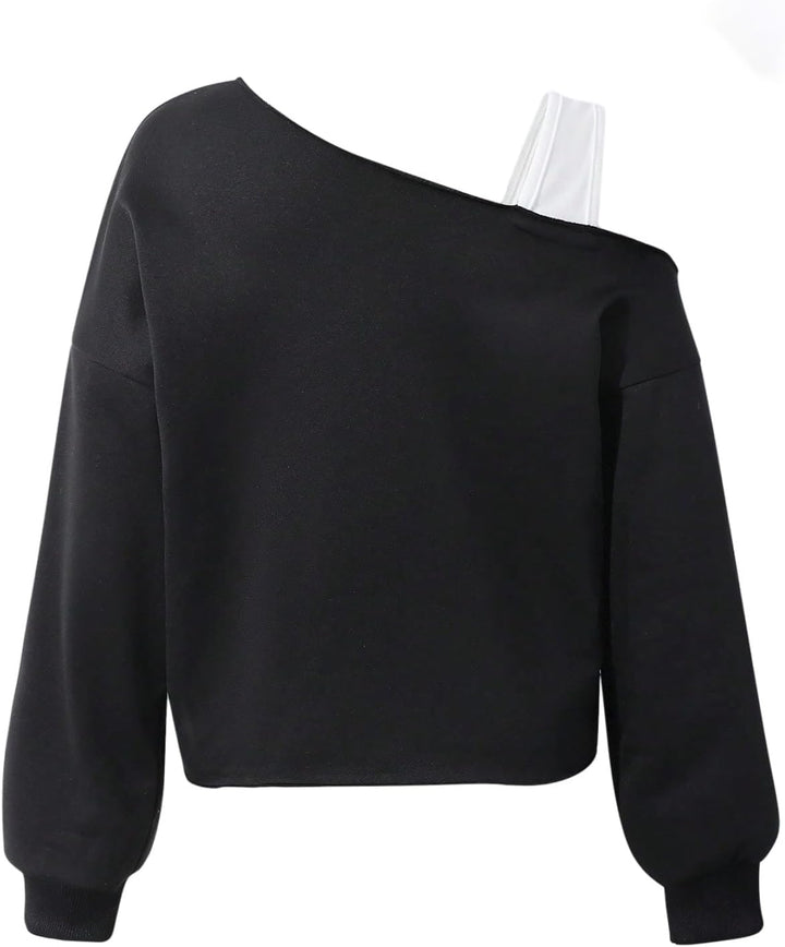 SweatyRocks Sweatshirt Mädchen 122-152 Pullover Teenager Off Shoulder Oberteil Strickpullover Mit Sc