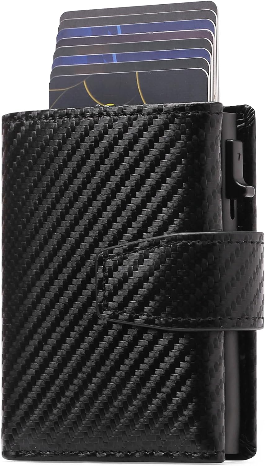 SENDEFN Kartenetui mit Münzfach | Geldbörse Herren RFID Schutz | Geldbeutel aus echtem Leder | Mini