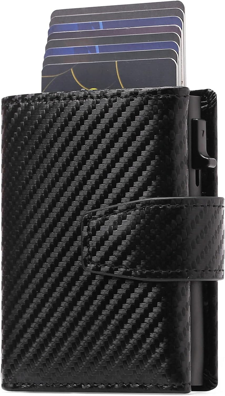 SENDEFN Kartenetui mit Münzfach | Geldbörse Herren RFID Schutz | Geldbeutel aus echtem Leder | Mini