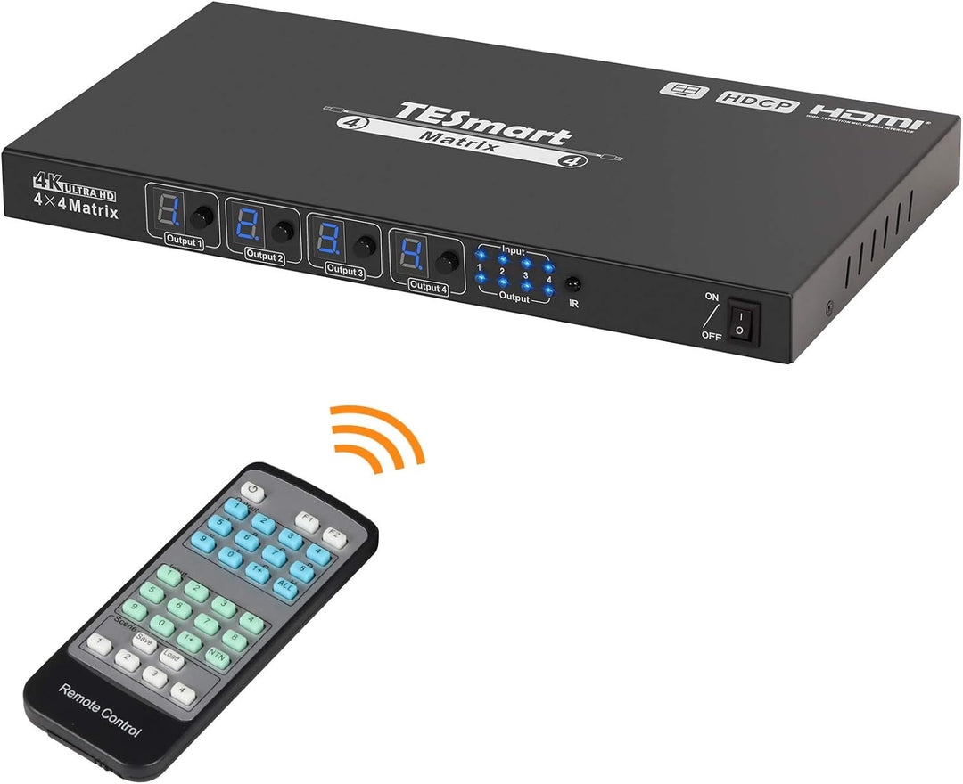 TESmart 4x4 HDMI Matrix Switch 4K bei 30Hz UHD | 4 in 4 Out HDMI Matrix Switcher Video-Switcher im M