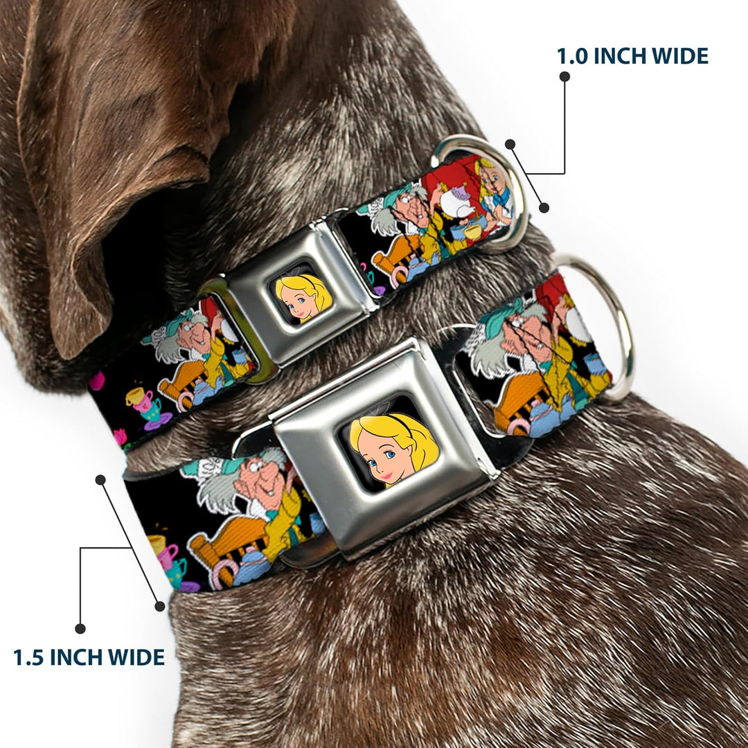 Buckle-Down Seatbelt Buckle Dog Collar - Alice's Encounters in Wonderland - 1" Wide - Fits 9-15" Nec