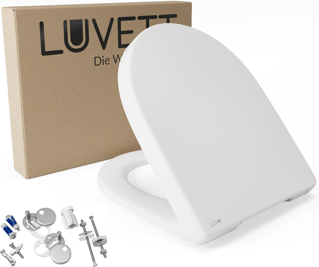 LUVETT® WC-Sitz mit Absenkautomatik D140 D-Form Soft Close® & TakeOff EasyClean Abnahme, hygienisch