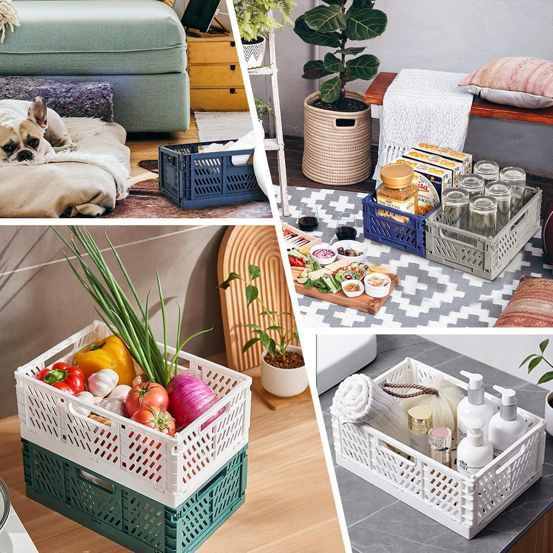 Plastikklappkiste Set, 5 Stück, Faltbar, Aufbewahrungskorb, Für Kinderzimmer, Küche, Schlafzimmer, B