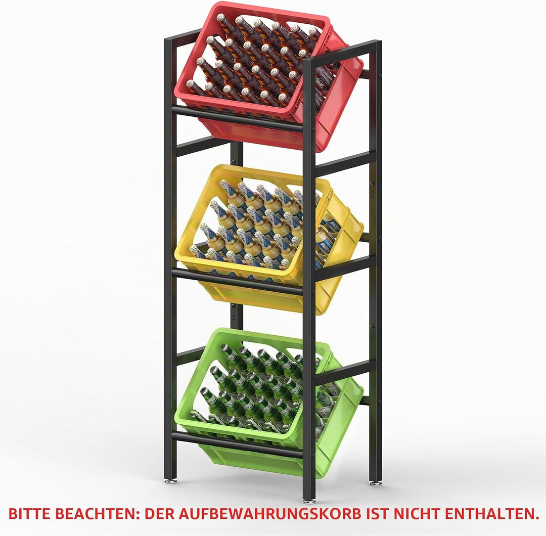ViviDreamore 3-stufiges Getränkekistenregal, Schwerlast Metall Bierkistenregal für Bier, Wasser, 3 K
