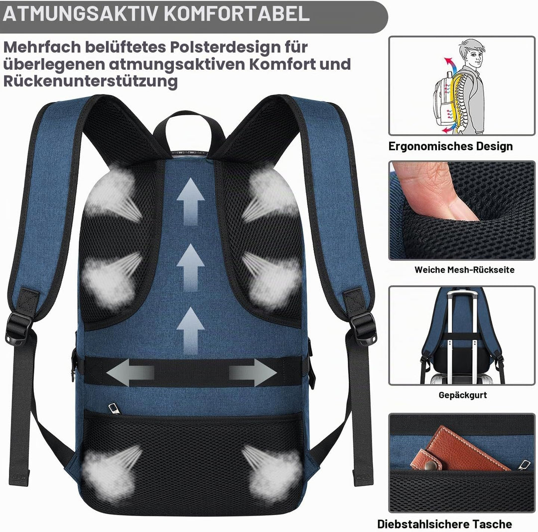 AMBOR Laptop Rucksack Herren mit USB-Ladeanschluss Rucksack Damen Anti-Diebstahl Rucksack für 17,3 Z