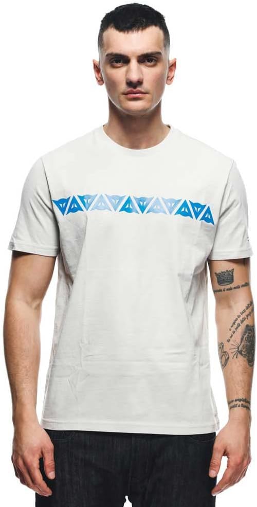 Dainese Herren T-Shirt Stripes T-Shirt Kurzarm 100% Baumwolle XXL Hellgrau/Directoire-Blue, XXL Hell