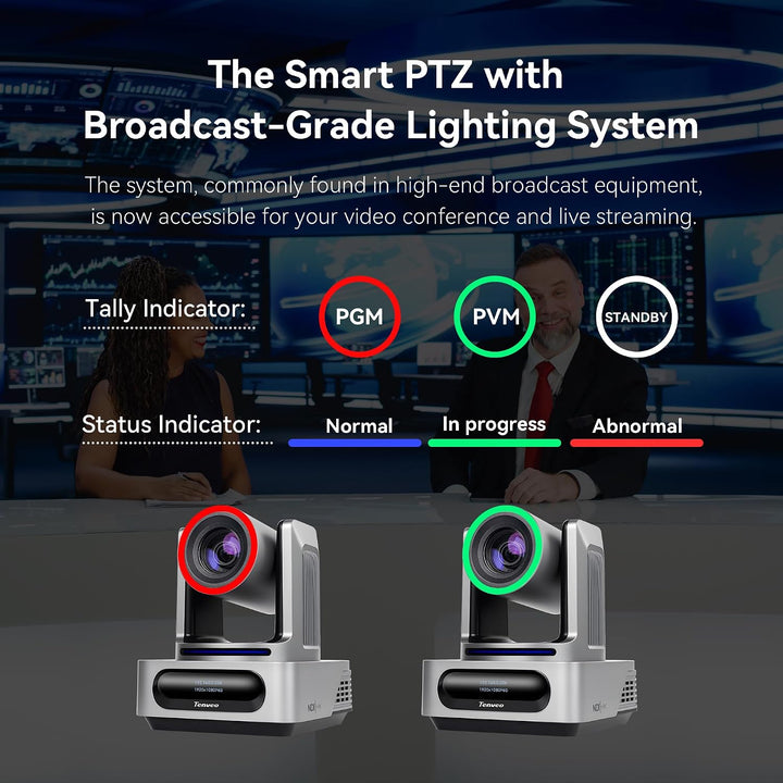 Tenveo PTZ-Kamera mit NDI, AI-Auto-Tracking, 30-Fach optischem Zoom, 3G-SDI, USB 3.0, HDMI, LAN, PoE